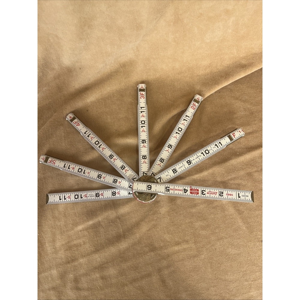 Lufkin Red End No. 1066D Engineers  Wood Folding Ruler Brass Lock Joints 6 Foot